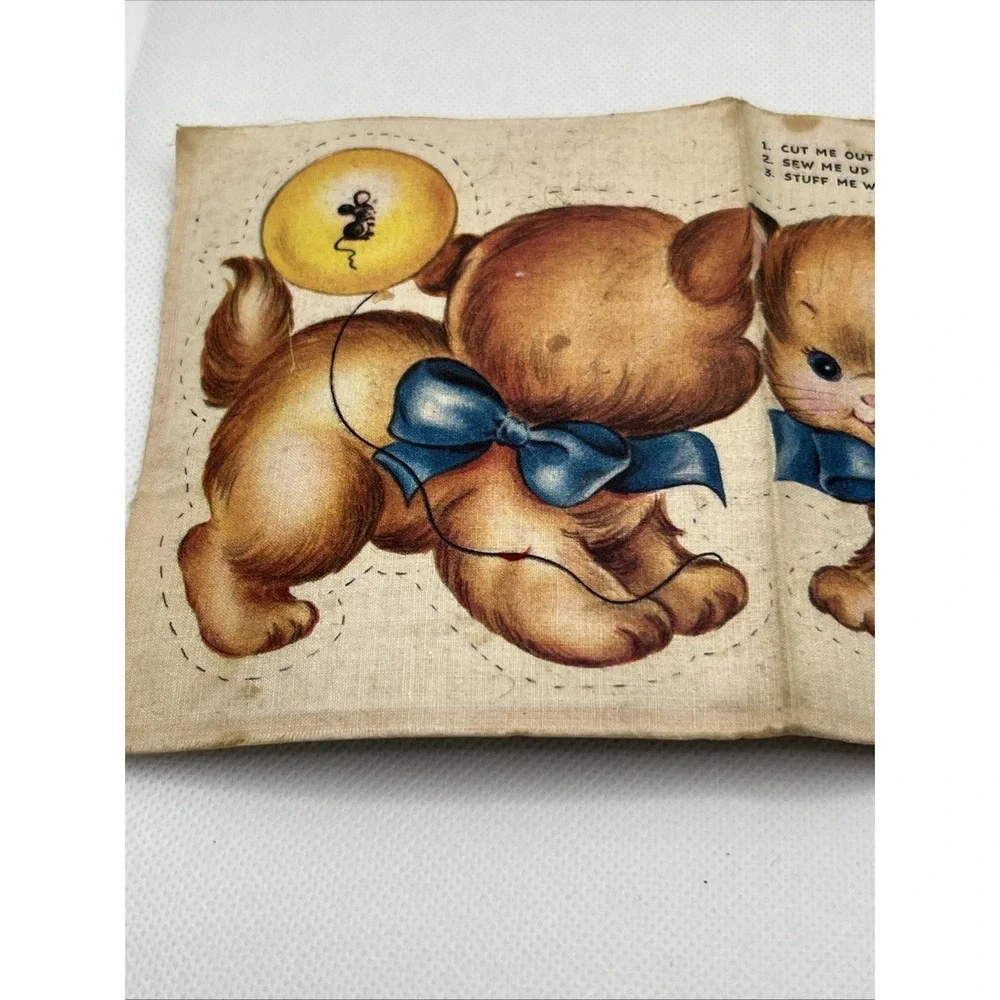 Vtg Vintage Panel for stuffed Kitty Cat With Balloon